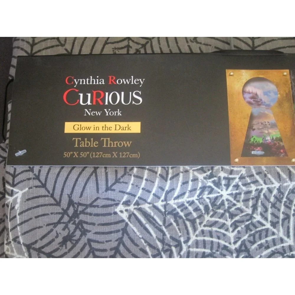 Cynthia Rowley Curious Halloween Table Throw Spiders ~ Glow in the Dark ~ Webs